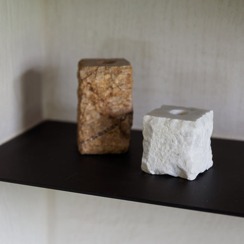S|P Collection - Kandelaar 8x8xH8cm marmer wit Opus