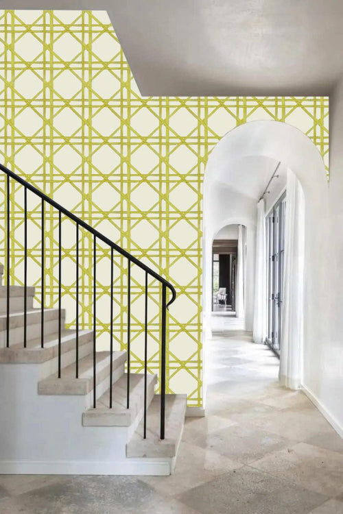 Catchii Behang Bamboo braided trellis groen - vtwonen shop