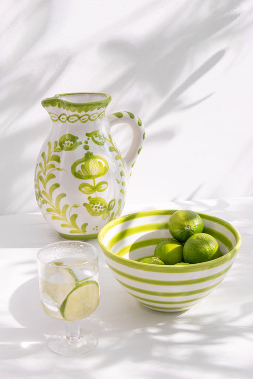 J-Line kruik Granada - keramiek - wit/groen - large