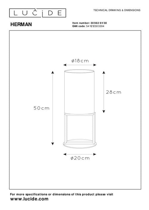Lucide tafellamp HERMAN - 1xE27 - Beige