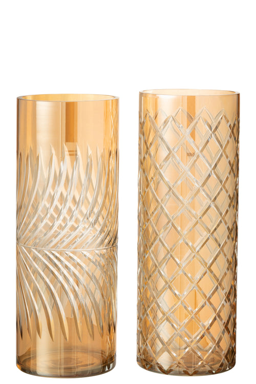 J-Line windlicht Diamant - glas - goud - extra large - 2 stuks - vtwonen shop