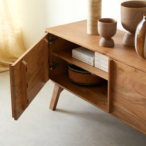 Tikamoon Acaciahouten TV-meubel 180 cm - Donkerbruin