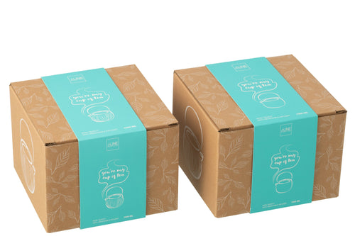 J-Line theepot - metaal - lichtblauw - 2 stuks