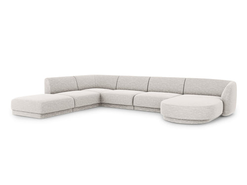Micadoni Panoramische hoekbank links Miley 6-zits, structurele stof geld - 255x330x70cm