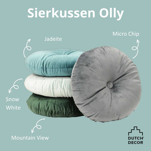 OLLY - sierkussen Ø38 cm - rond velvet - Snow White - wit