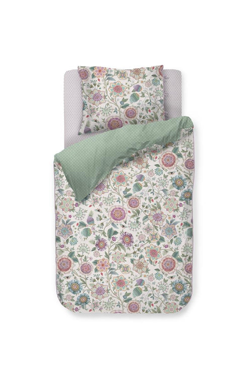 Pip Studio dekbedovertrek Viva Las Flores - 140x200/220 cm - wit - vtwonen shop