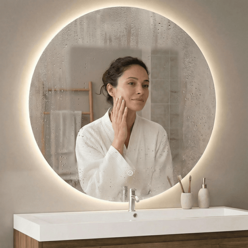 LOMAZOO badkamerspiegel Austin - met LED verlichting & anti condens - rond - 100 cm