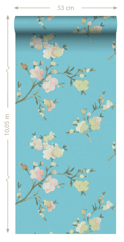 ESTAhome eco-texture vliesbehang kersenbloesems Van-Gogh-blauw - 0,53 x 10,05 m - 148753 - vtwonen shop