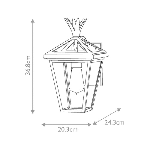 1-flammige kleine Wandlaterne für den Außenbereich, brünierte Bronze, IP44