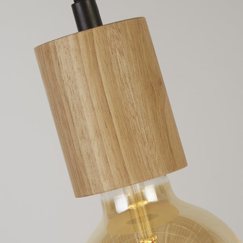 Spinny Plafondhanger, hout en zwart metaal