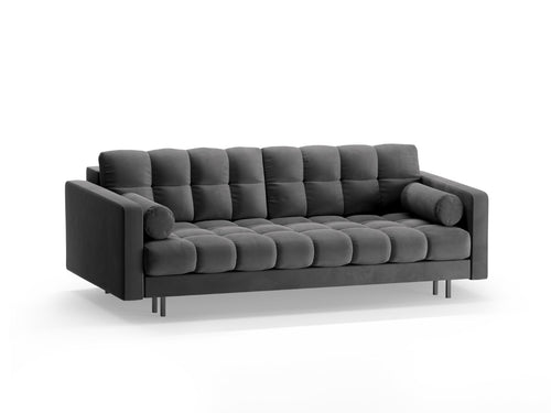 Cosmopolitan Design Slaapbank met opbergdoos Bali 3-zits, flueel grijs - 84x222x105cm