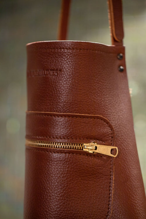 Dutchdeluxes Luxe schort met rits Klassiek Bruin - vtwonen shop