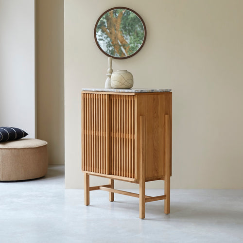 Tikamoon Dressoir van massief teakhout en premium terrazzo 80 cm - Naturel