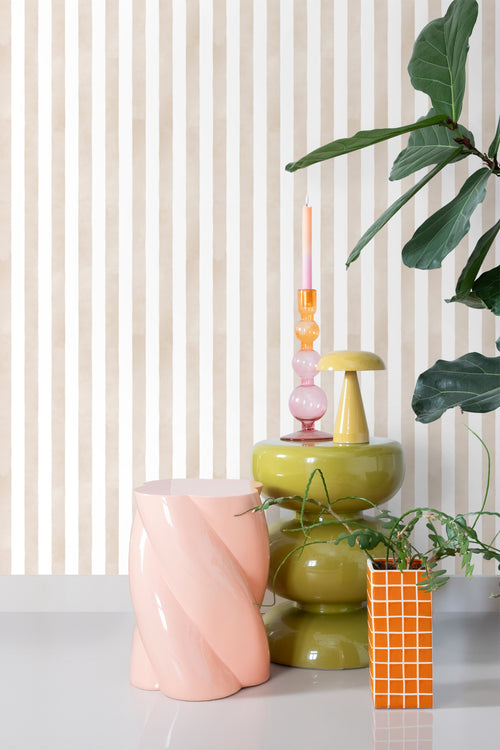 ESTAhome behang strepen beige en wit - 53 cm x 10.05 m - 131302