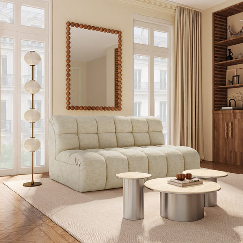 Premium Interiors - Bank SEVEN - gewaafd fluweel beige 162cm