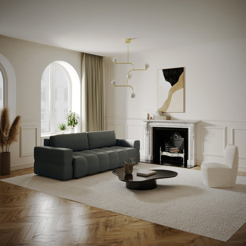 Sia Home - Slaapbank met opbergruimte, notenhout GABRIEL - kruisweefsel antracietgrijs 247cm