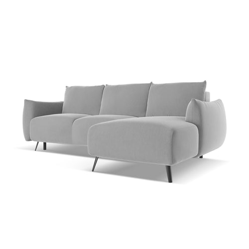 LaMiaSofa hoekbank rechts Genova - velours - grijs - 242x162x86
