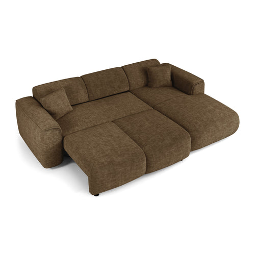 Sia Home - Hoekbanken YUMA - Fluweel met structuur - Expresso bruin - 283cm - vtwonen shop
