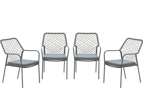 Garden Impressions Dido tuinstoelen set van 4 mosgroen rope