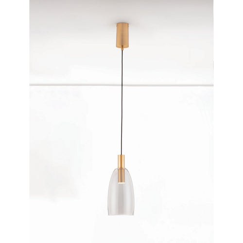 Nova Luce IMATIA Hoge, slanke hanglamp voor aan het plafond, rookkleurig messing goud, LED 7W 192lm 3000K