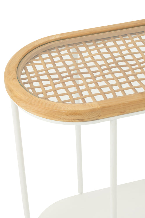 J-Line console Mati - sparhout/metaal - naturel/wit