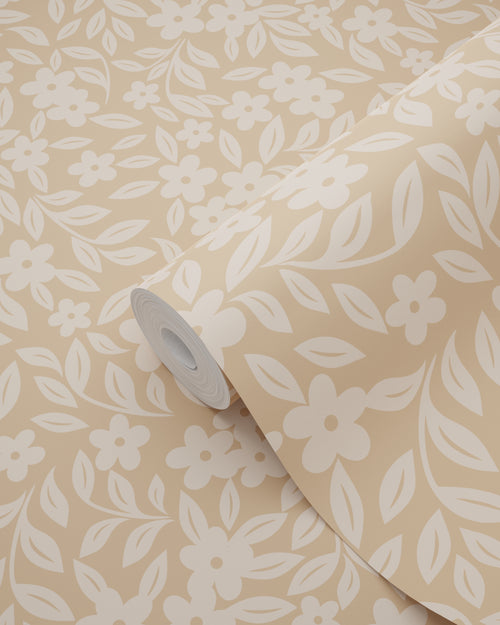 ESTAhome behang bloemetjes warm beige - 50 x 900 cm - 131444 - vtwonen shop