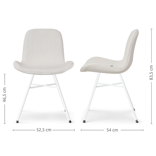 Nolon Noa-Fé Eetkamerstoelen Set van 2 - Rib Crème - Witte Poten - vtwonen shop