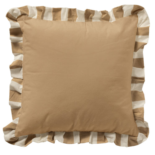 BELLA - sierkussen 45x45 cm - gestreept - ruches - Irish Cream - beige