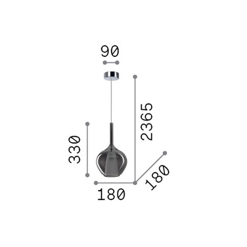 Ideal Lux KALIQUE 18 cm koepelvormige hanglamp, transparant, 1x E27 fitting