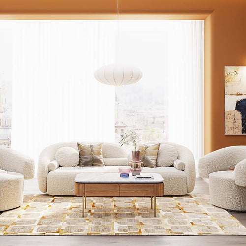 Kare Design Sofa Kelly Boucle 3-Zits creme