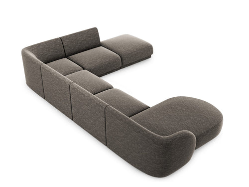 Micadoni Panoramische hoekbank rechts Miley 6-zits, chenille, grijs - 255x330x70cm