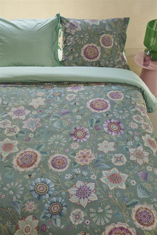 Pip Studio dekbedovertrek Viva Las Flores - 140x200/220 cm - groen