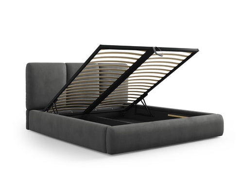 Cosmopolitan Design Opbergbed met hoofdeinde Nicolas 160x200cm, chenille, donkergrijs - 220x180x100cm