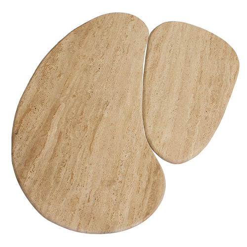 Giga Meubel Salontafel Suki Organisch - Travertin/Hout - Donkerbruin - Set van 2 - vtwonen shop