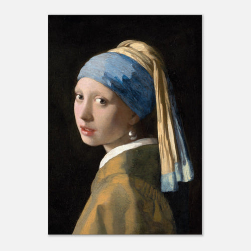 Artfulprints Canvas Johannes Vermeer – Meisje met de parel canvas - 100x150 cm - Blauw
