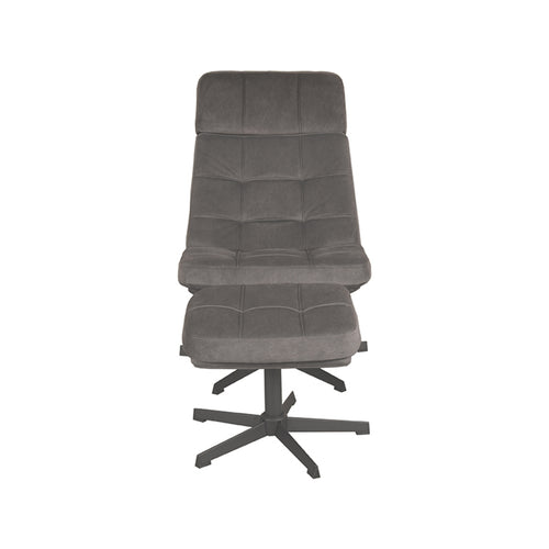 LABEL51 Fauteuil Alvar - Antraciet Stof - Draaibaar - Incl. Hocker - vtwonen shop