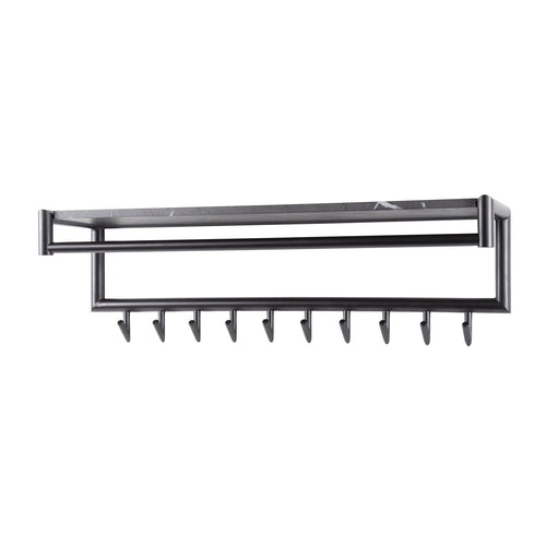Giga Meubel Kapstok Roede - Zwart Metaal - 10 Haken - 100x27x30cm