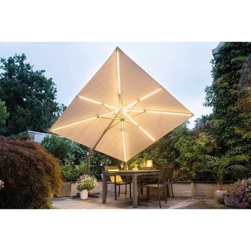 Garden Impressions zweefparasol Lumen LED zand kleurig doek - 300x300 cm - vtwonen shop