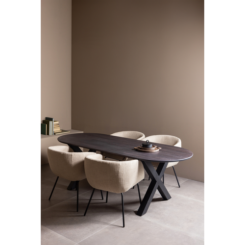 WOOOD eetkamerstoel Leon - Bouclé  - Naturel Melange - 77x61x63