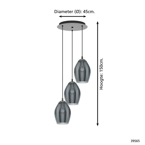 Stars of Light hanglamp Estanys - e27 - ø45 cm - grijs/zwart