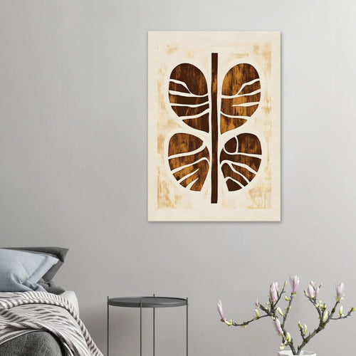 Artfulprints Canvas Boho – Rooted form canvas - 50x70 cm - Bruin