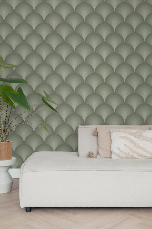 ESTAhome behang 3D-motief olijfgroen - 50 x 900 cm - 131121 - vtwonen shop