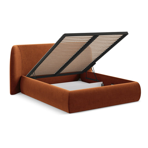LaMiaSofa Bed met opbergruimte Trieste - velours - terracotta - 230x215x110