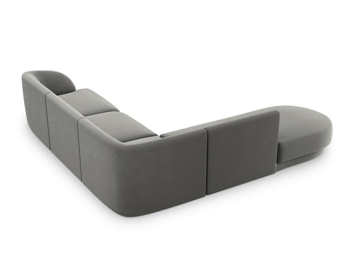Micadoni linker hoekbank Miley 6-zits, flueel, lichtgrijs - 248x255x70cm