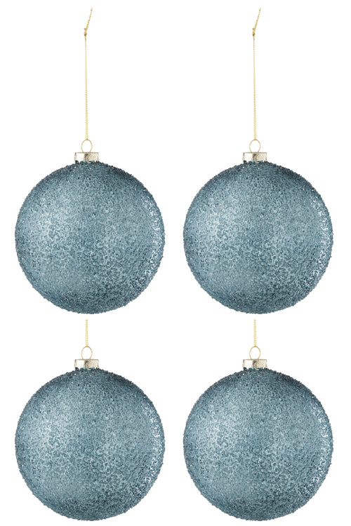 J-Line kerstbal Parels - glas  - blauw - large - doos van 4 - vtwonen shop