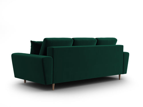 Cosmopolitan Design Slaapbank met opbergdoos Kyoto 3-zits, flueel flessengroen - 100x235x88cm