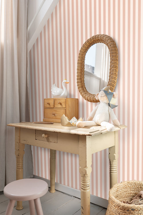 ESTAhome behang strepen terracotta roze - 53 cm x 10.05 m - 130950 - vtwonen shop