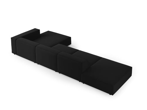 Cosmopolitan Design rechter hoekbank Arendal 5-zits, flueel, zwart - 166x341x70cm