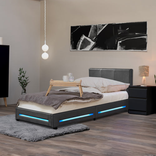 Home Deluxe LED bed ASTEROID donkergrijs 90 x 200 cm - vtwonen shop