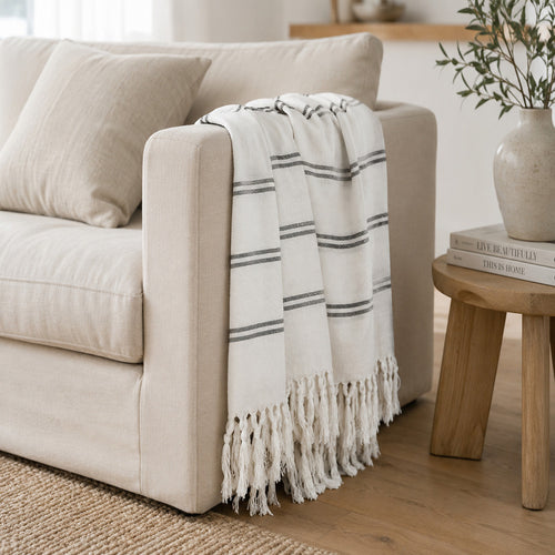 Originalhome Multifunctioneel kleed  Wit/ Zwarte strepen - 210x100 cm